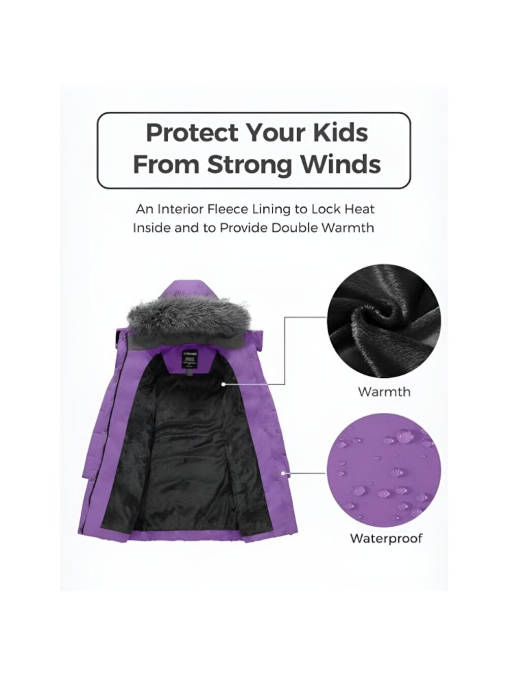 Girls' Winter Coats Long Puffer Jacket Fleece Jacket with Hood - Picture 4 of 6